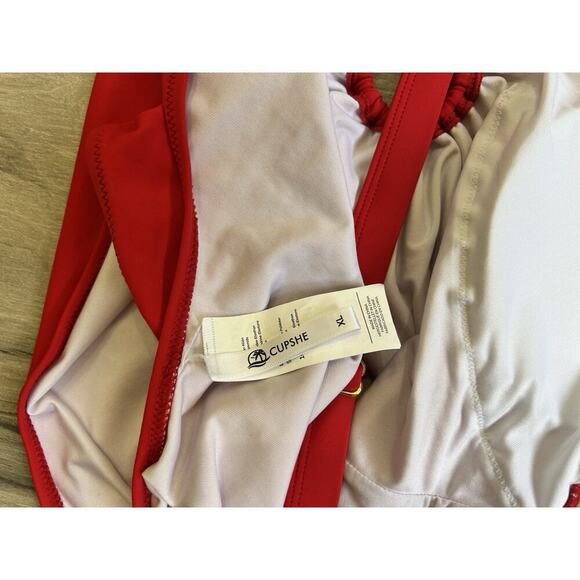 NWOT Cupshe Red XL One Piece Bathing Suit Cross Back - Picture 3 of 3